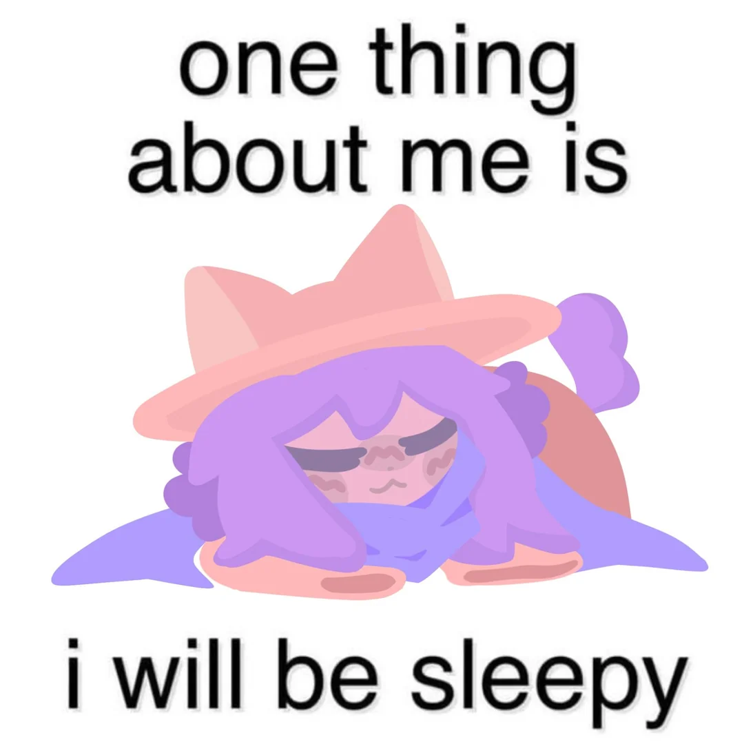 A meme of Niko sleeping on the floor with the text "one thing about me is i will be sleepy"
