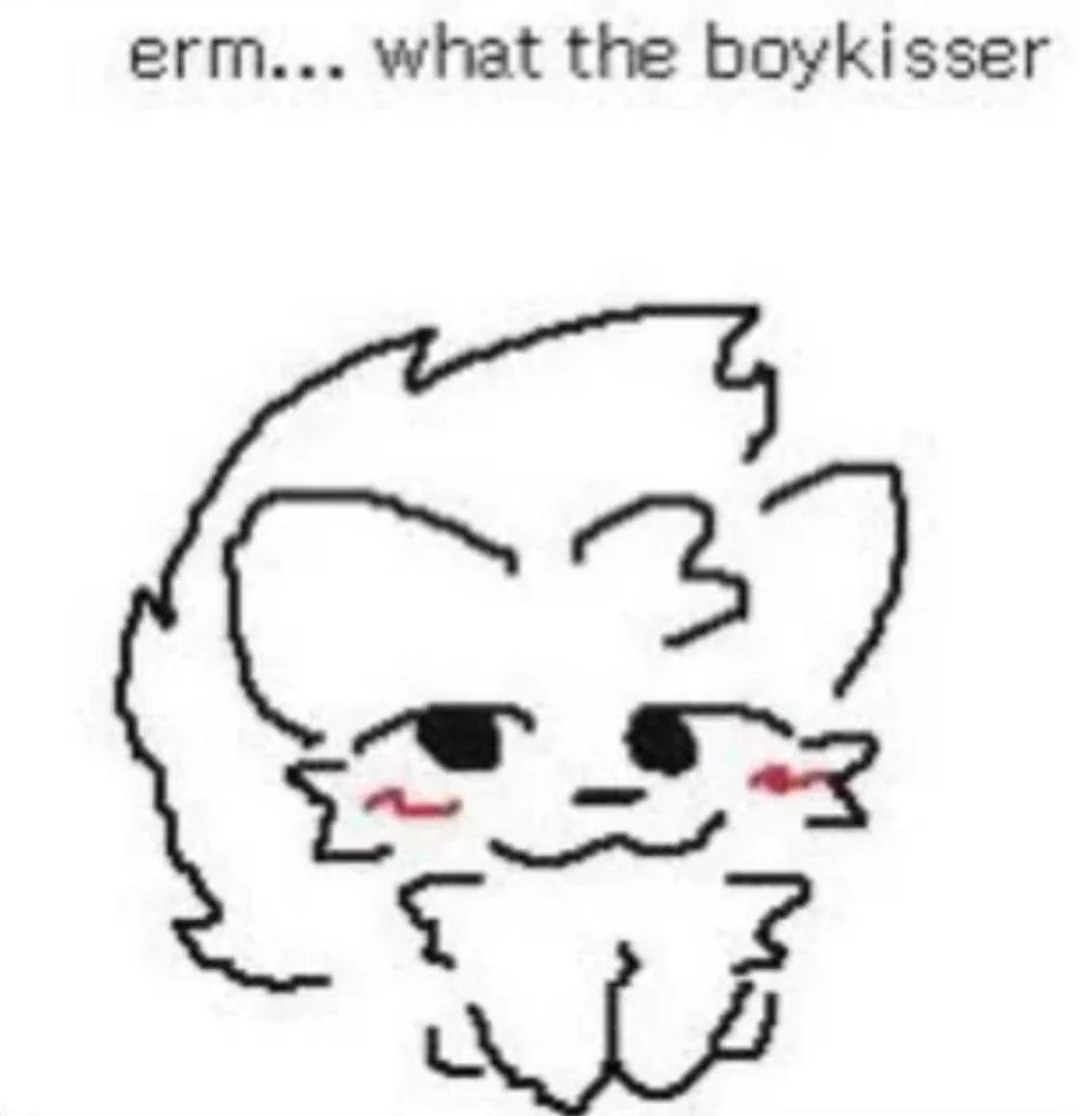 A drawing of boykisser with the caption "erm... what the boykisser" above