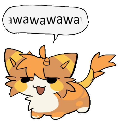A drawing of a cat saying "awawawawawa" over and over again