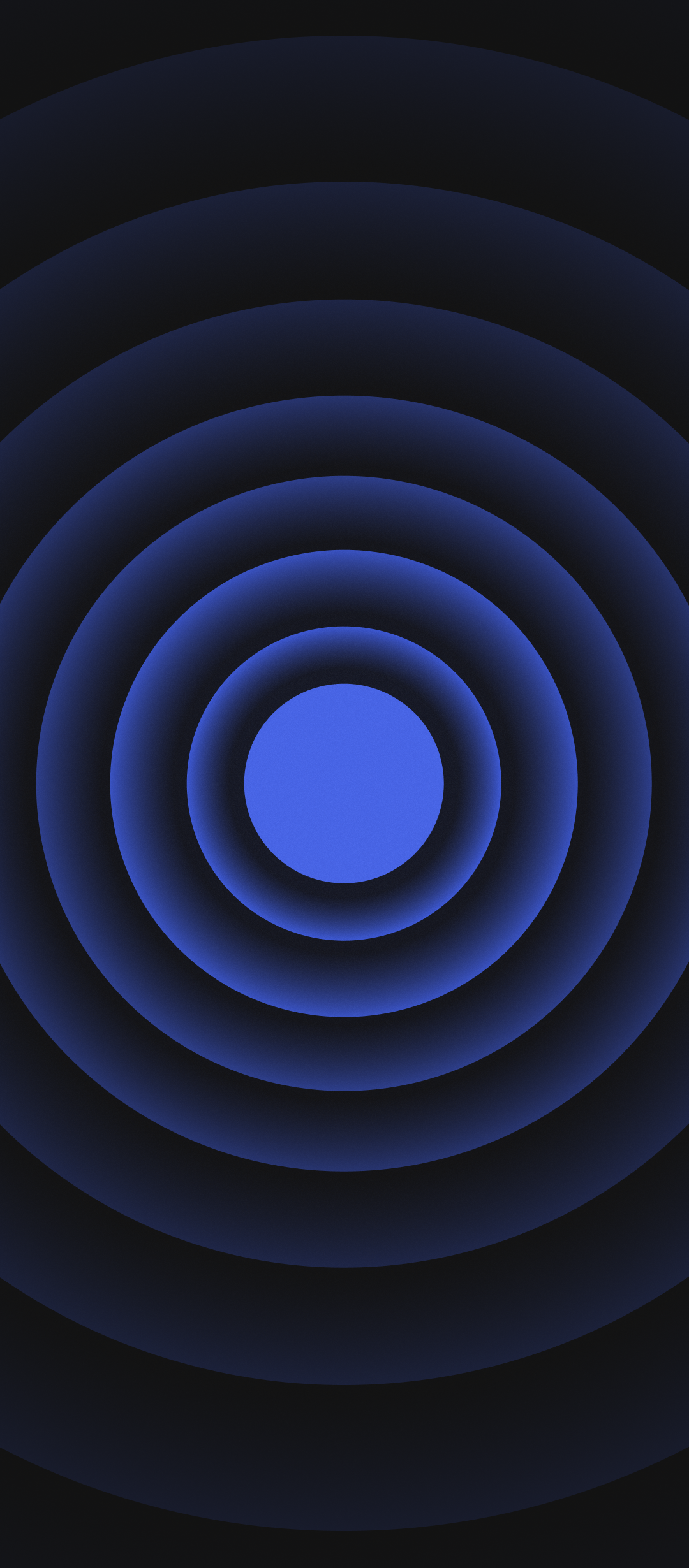 A dark phone background with a pale blue circle in the center making waves around it.
