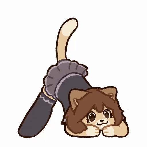 A person wearing cat ears, a skirt, and some leggings swaying the tail from left to right